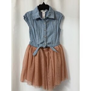 Denim Pink Guess Girls Dress Size 5 **small hole behind bow see photos A80